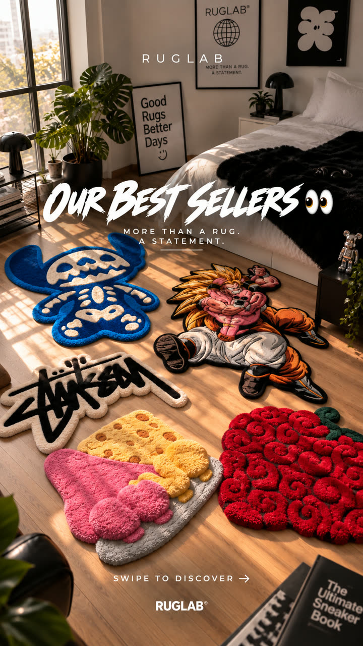 RUGLAB best sellers rugs laid out on a wooden floor
