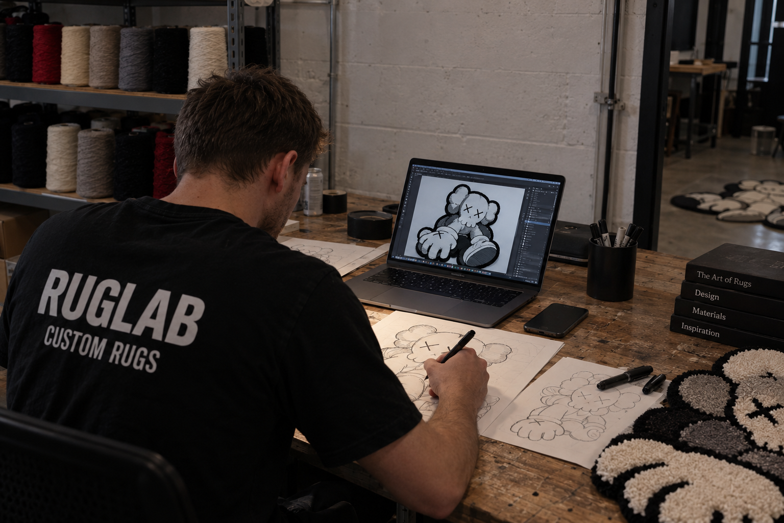 Designing a rug graphic on screen
